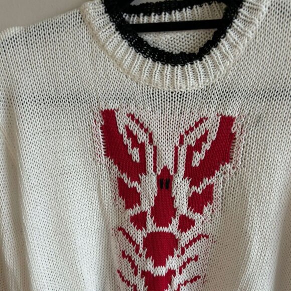 Unbranded Womens Y2k Graphic Lobster Knit Sweater Off White Size Medium - Picture 9 of 10